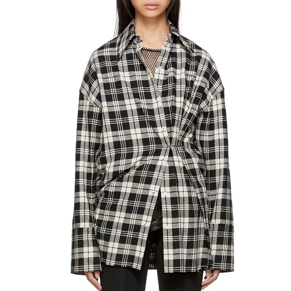 Helmut Lang Tops - HELMUT LANG Plaid Button Down Safety Pin Shirt